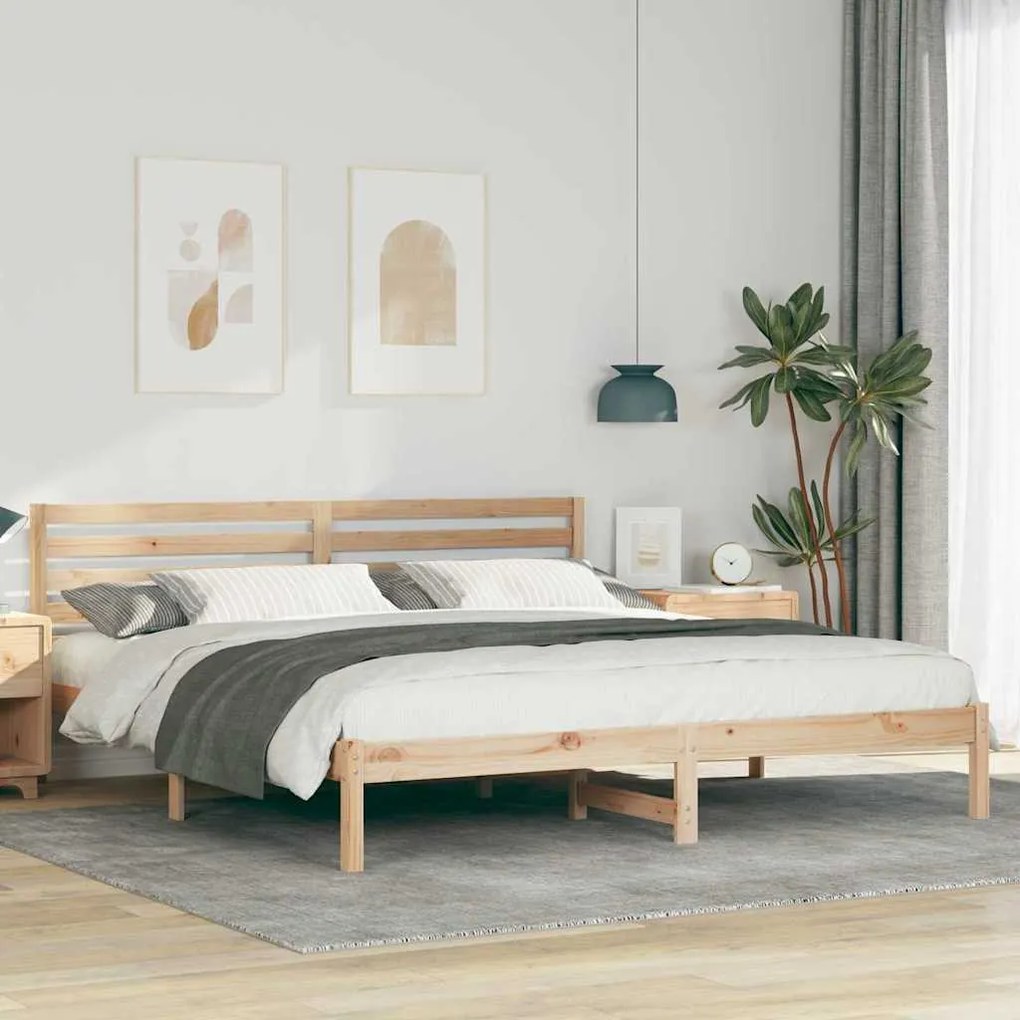 vidaXL Σκελετός Κρεβατιού Καφέ 180 x 200 cm Μασίφ ξύλο πεύκου