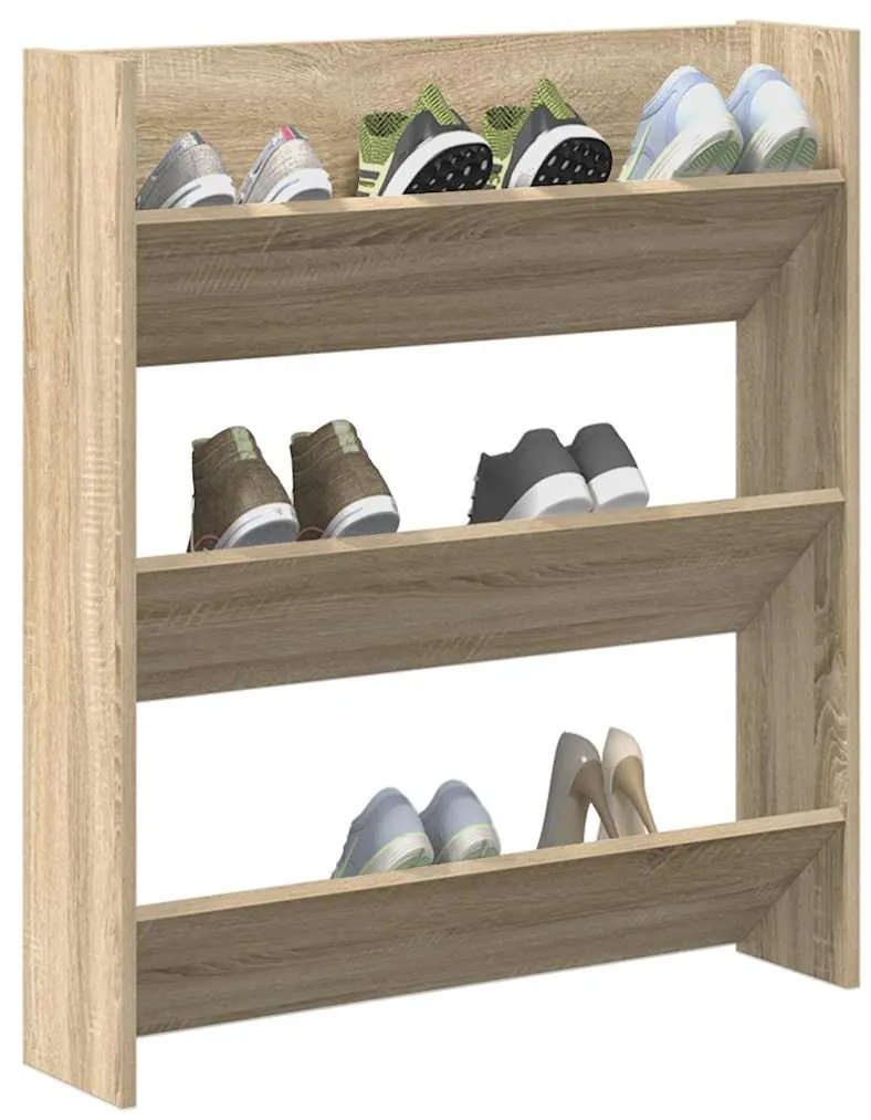 vidaXL Παπουτσοθήκη Τοίχου Sonoma Δρυς 80 x 18 x 90 εκ. Επεξ. Ξύλο