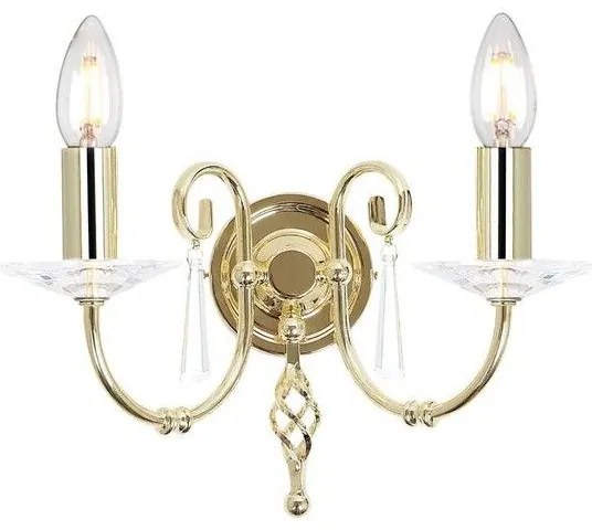Απλίκα Φωτιστικό Τοίχου 2xE14  Κρύσταλλο Κ9  Aegean Elstead Lighting AG2-POL-BRASS Ορείχαλκος