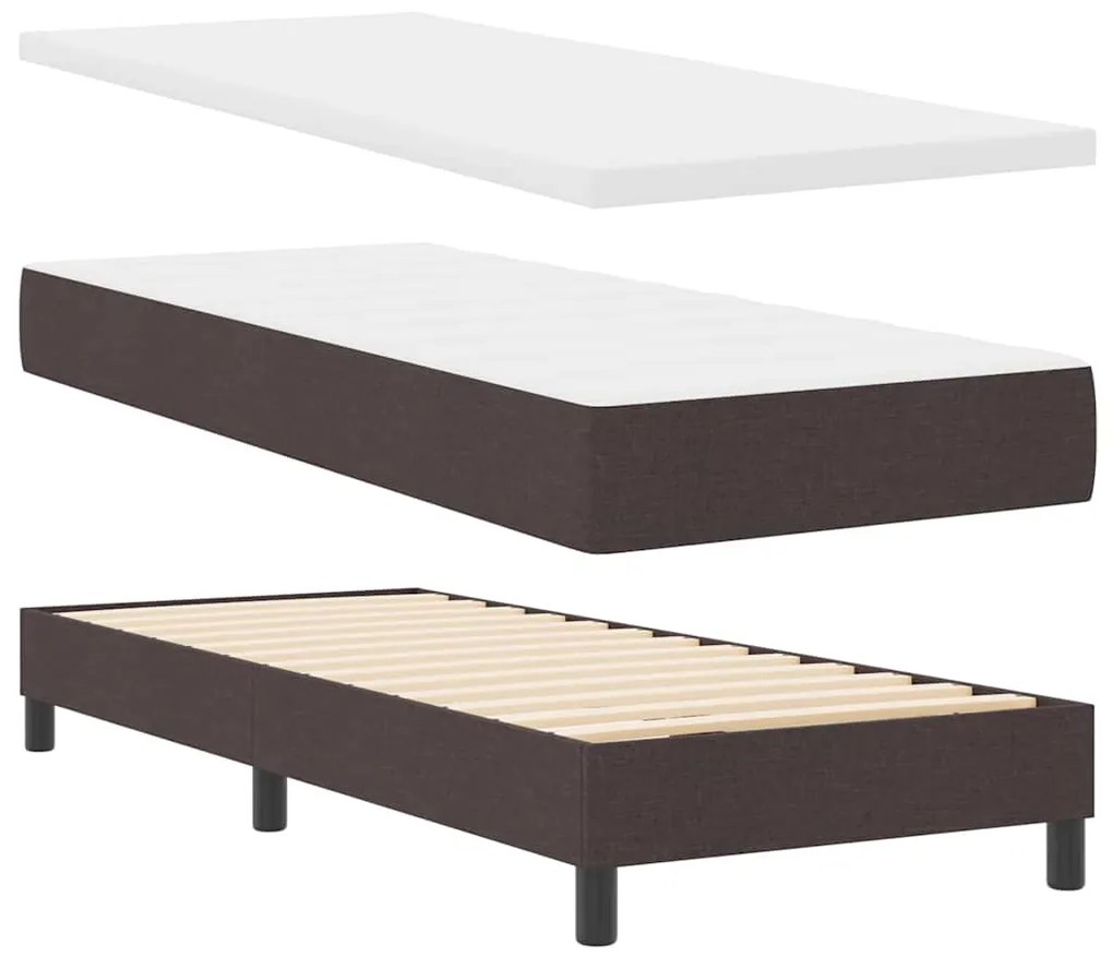 vidaXL Κρεβάτι box spring με στρώμα με στρώμα Σκούρο καφέ Σκούρο καφέ