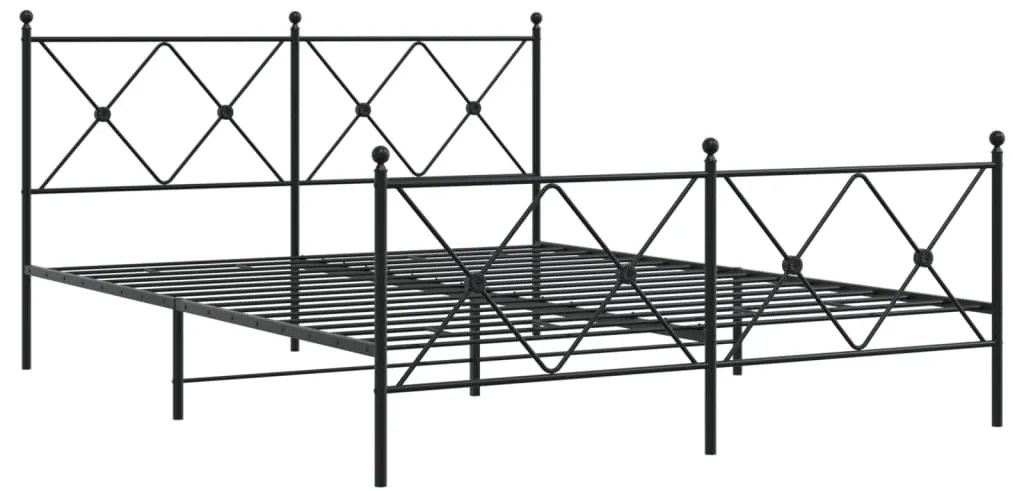 vidaXL Πλαίσιο Κρεβατιού με Κεφαλάρι&Ποδαρικό Μαύρο 150x200εκ. Μέταλλο