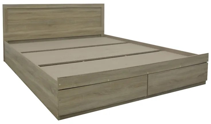 Κρεβάτι Olympus pakoworld με συρτάρι σε sonoma απόχρωση 160x200εκ