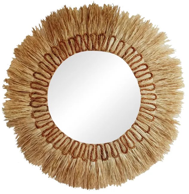 Καθρέπτης Oviele Inart sisal σε φυσικό χρώμα Φ95x4εκ (1 τεμάχια)