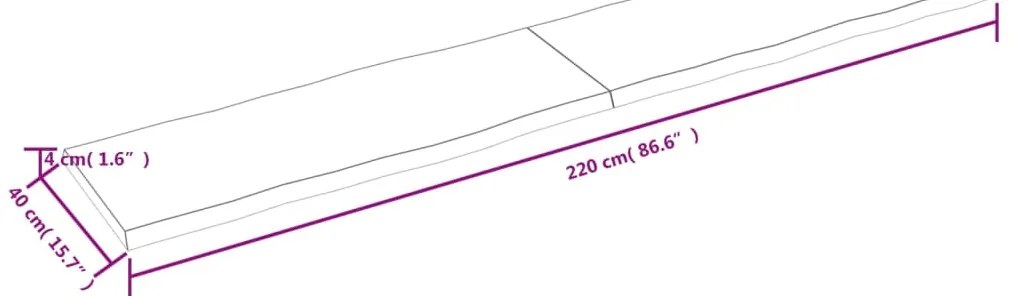 Επιφ Τραπεζιού Αν Καφέ 220x40x(2-4)εκ.Ακατέργ. Μασίφ Ξύλο Δρυός - Καφέ