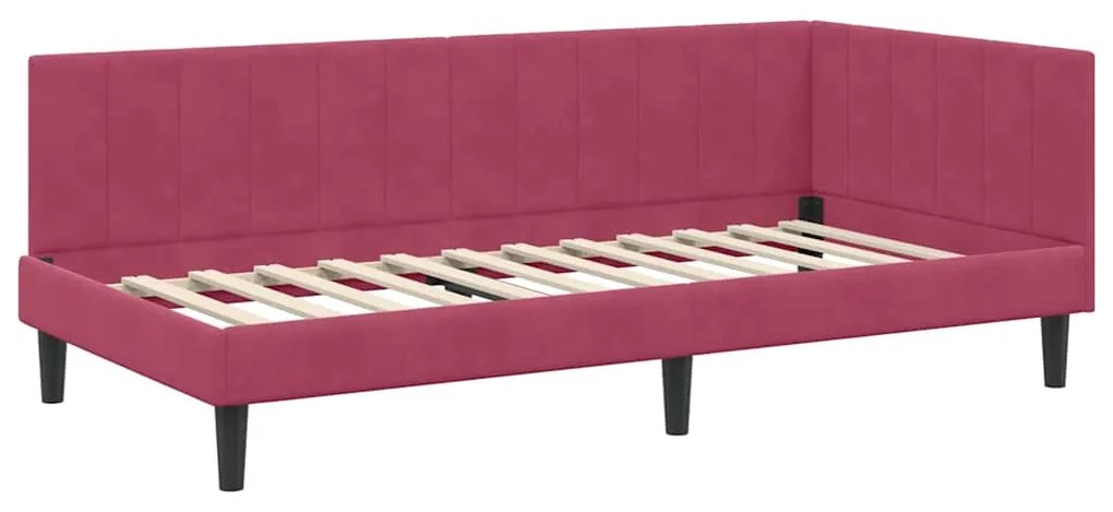 vidaXL Κρεβάτι Γωνίας με κεφαλάρι Μπορντό 100 x 200 cm Βελούδο