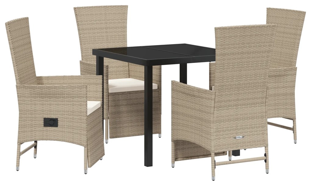 vidaXL Ρυθμιζόμενες Καρέκλες Κήπου 5 pcs Μπεζ 80 x 80 x 73 εκ