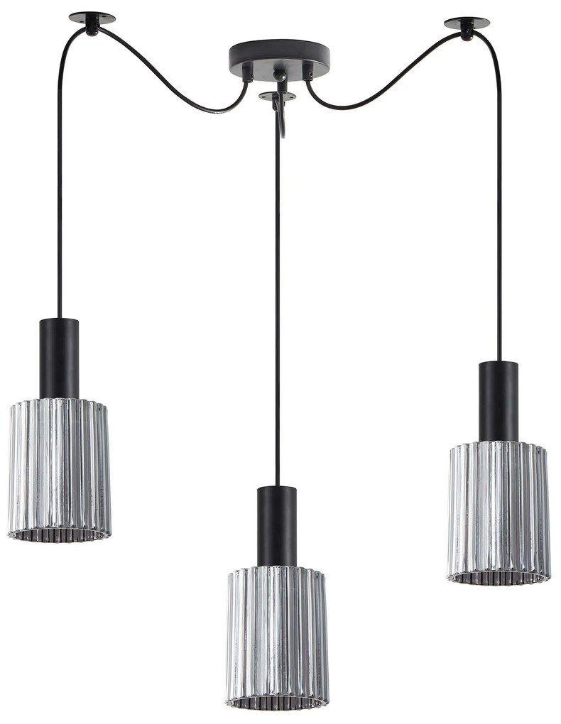 SE21-BL-4-BL3-GL1 ADEPT TUBE Black Pendant Smoked Glass+