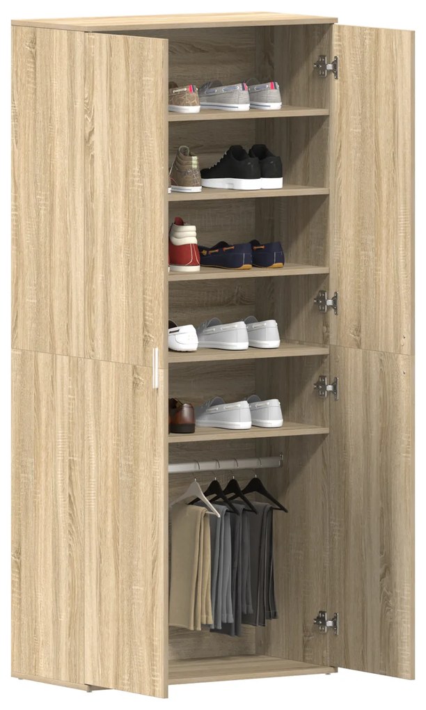vidaXL Ντουλάπι Παπουτσιών Σονομά Οάκ 80x39x180 εκ Επεξεργασμένο Ξύλο