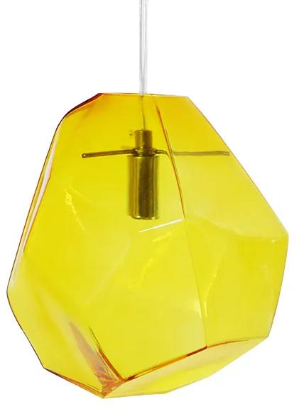 GloboStar® RINA 01308 Μοντέρνο Κρεμαστό Φωτιστικό Οροφής Μονόφωτο 1 x G9 Γυάλινο Κίτρινο Διάφανο Μ20 x Π19 x Υ20cm
