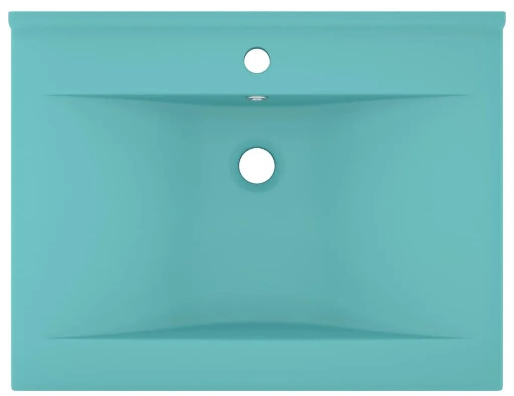 Νιπτήρας με Οπή Βρύσης Ανοιχτό Πράσινο Ματ 60x46 εκ. Κεραμικός - Πράσινο
