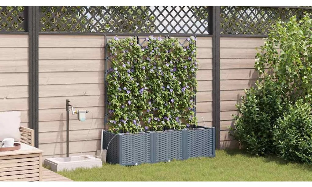 vidaXL Ζαρντινιέρες κήπου Ανοιχτό γκρι 120 x 40 x 142 cm Ατσάλι