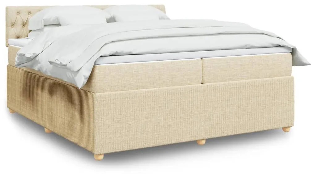 ΚΡΕΒΑΤΙ BOXSPRING ΜΕ ΣΤΡΩΜΑ ΚΡΕΜ 200X200 ΕΚ. ΥΦΑΣΜΑΤΙΝΟ 3289875