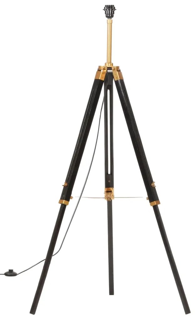 vidaXL Φωτιστικό Δαπέδου με Τρίποδο Μαύρο/Χρυσό 141 εκ. Ξύλο Teak