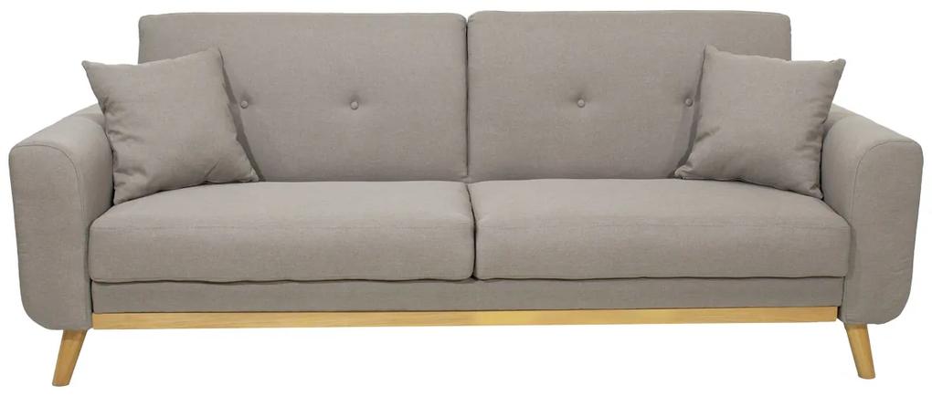 Καναπές-κρεβάτι Carmelo pakoworld με μπεζ ύφασμα 214x80x86εκ - Ύφασμα - 035-000012
