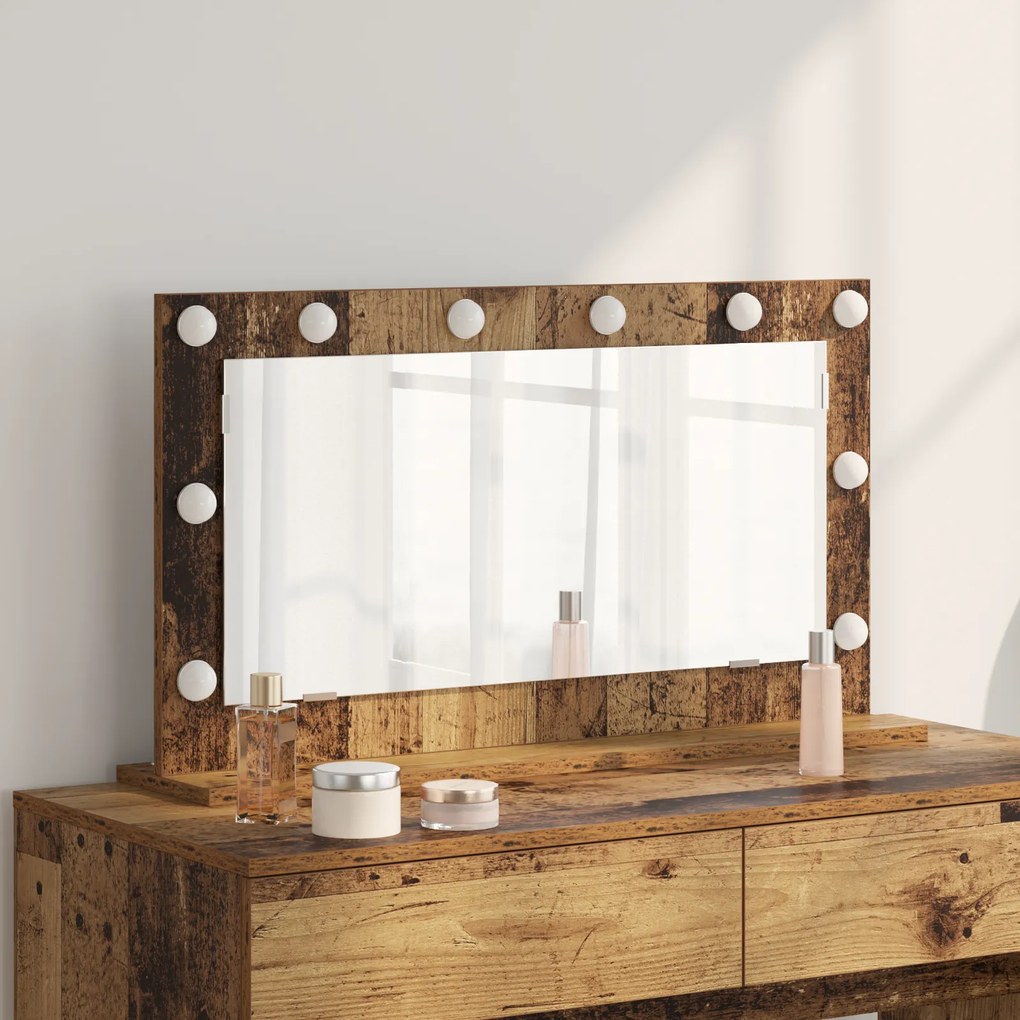 vidaXL Καθρέφτης Vanity  Παλιό ξύλο Ξύλο, Γυαλί 80 x 45 x 18 εκ.
