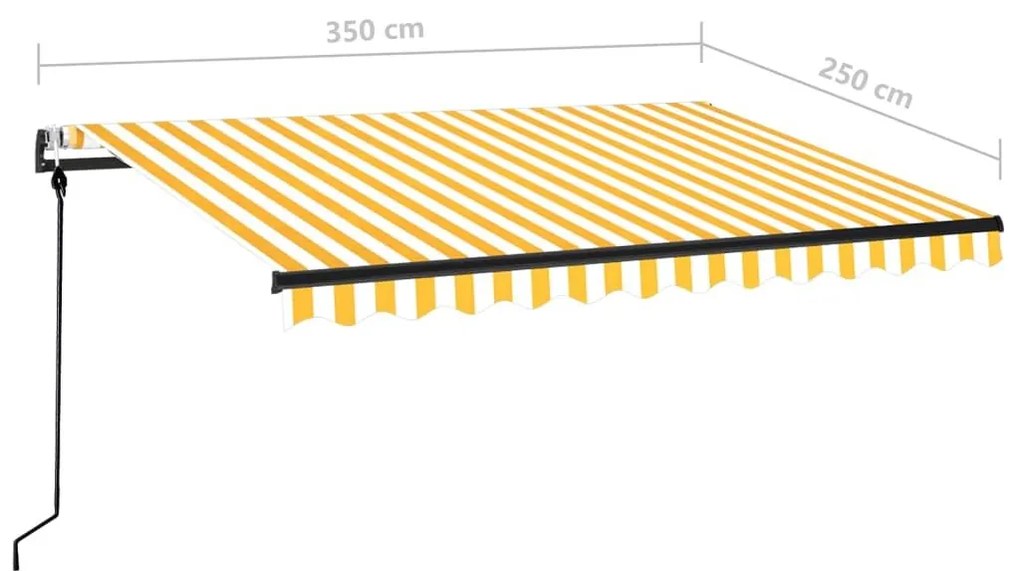 Τέντα Συρόμενη Αυτόματη Κίτρινο / Λευκό 350 x 250 εκ. - Κίτρινο