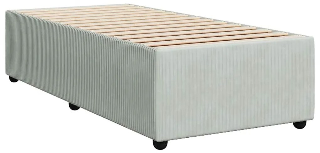 vidaXL Κρεβάτι Boxspring με Στρώμα Ανοιχτό Γκρι 100x200 εκ. Βελούδινο