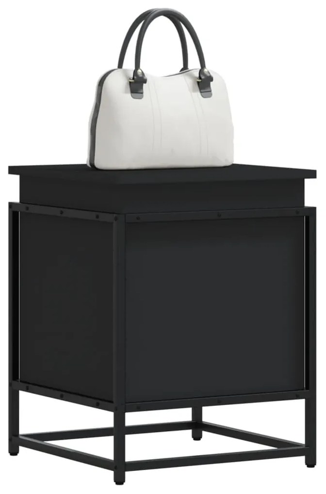 Κουτί Αποθήκευσης με Καπάκι Μαύρο 40x40x51,5 εκ. Επεξ. Ξύλο