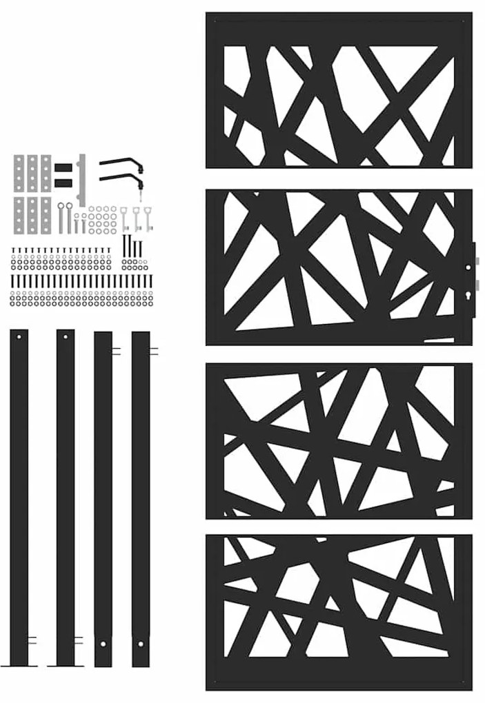 vidaXL Πύλη κήπου Μαύρη 105x205 cm Ατσάλινη ελαφριά σχεδίαση
