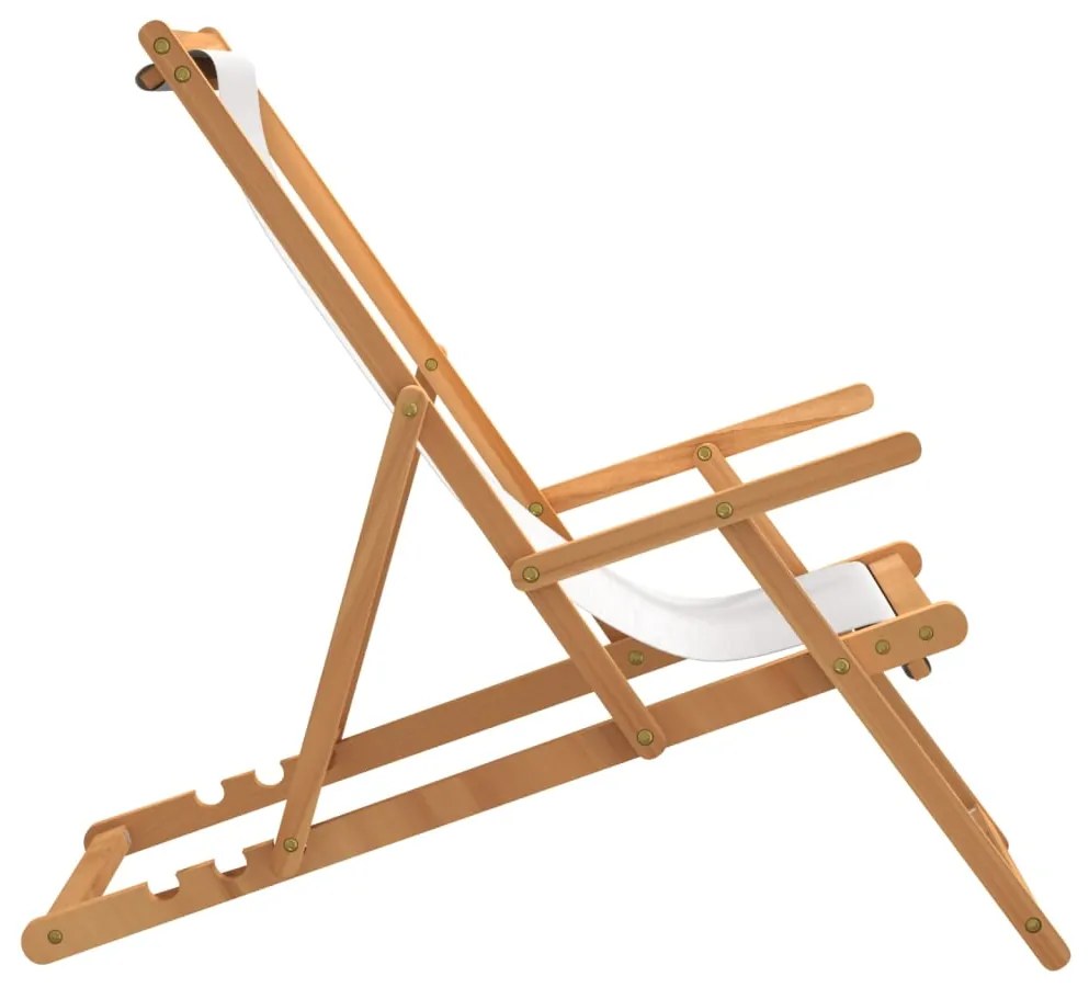vidaXL Καρέκλα Παραλίας Πτυσσόμενη Κρεμ από Μασίφ Ξύλο Teak