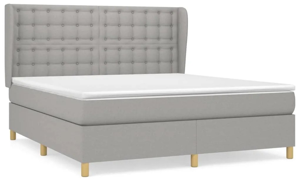 Κρεβάτι Boxspring με Στρώμα Αν. Πράσινο 160x200εκ Υφασμάτινο - Γκρι