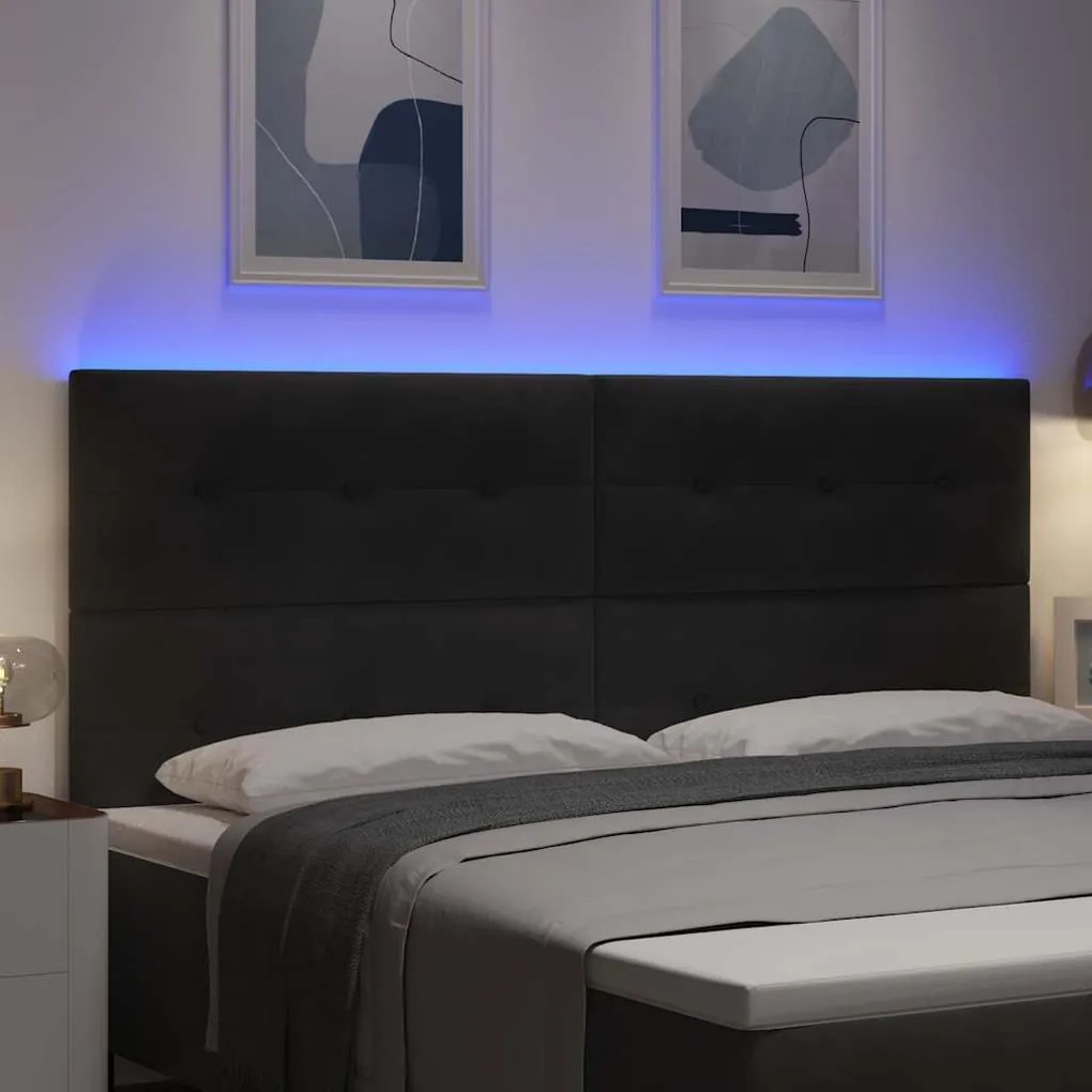 vidaXL Κεφαλάρι με φώτα λωρίδας LED με κεφαλάρι Μαύρο 100 cm Βελούδο