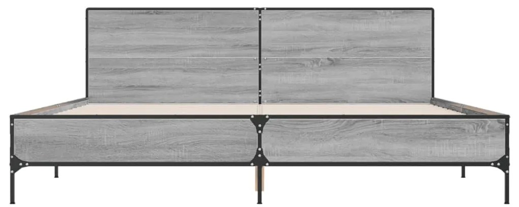 vidaXL Πλαίσιο Κρεβατιού Γκρι Sonoma 180x200 εκ. Επεξ. Ξύλο &amp; Μέταλλο