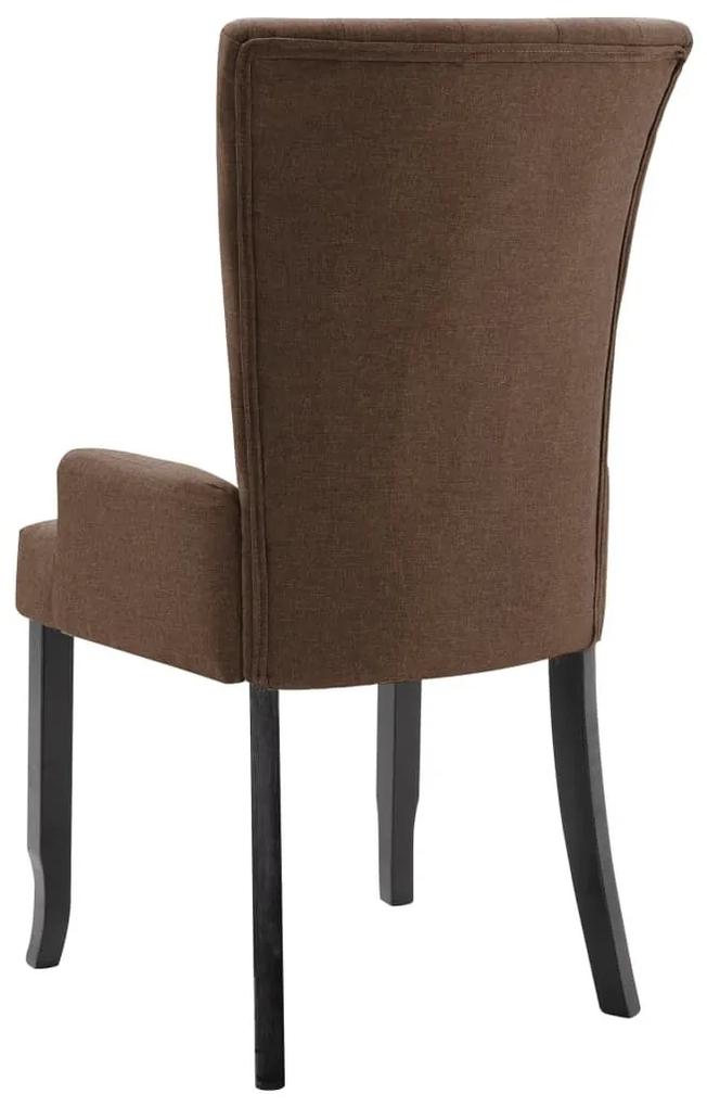 Καρέκλα Τραπεζαρίας με Μπράτσα Καφέ Υφασμάτινη - Καφέ