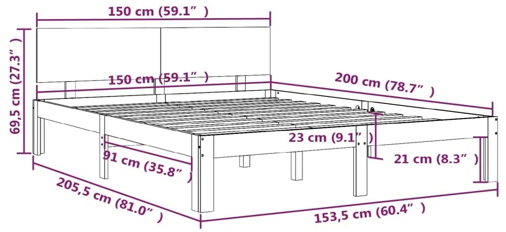 ΠΛΑΙΣΙΟ ΚΡΕΒΑΤΙΟΥ ΜΑΥΡΟ 150 X 200 ΕΚ. ΜΑΣΙΦ ΞΥΛΟ 5FT KING SIZE 810504