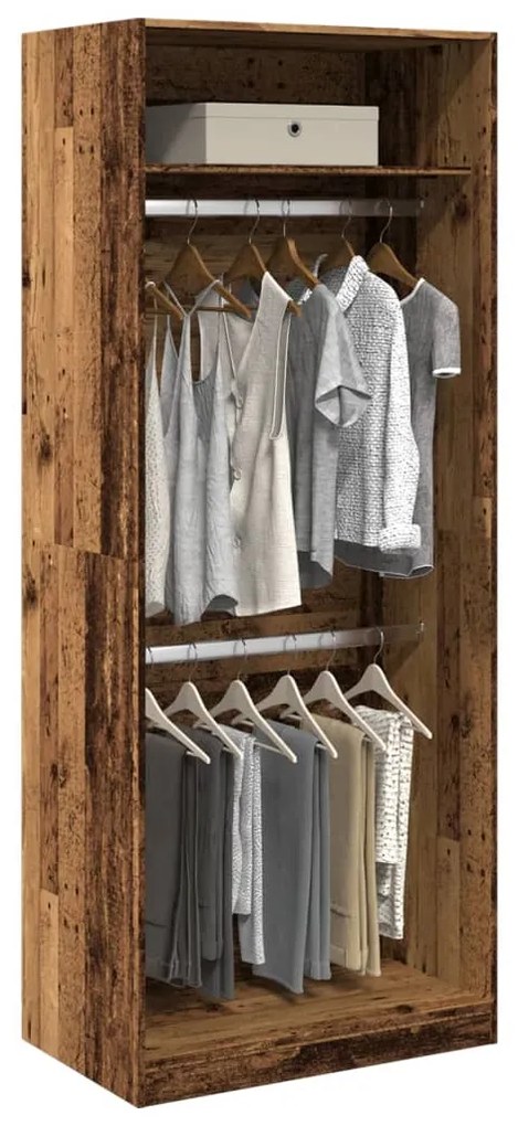 Ντουλάπα Όψη Παλαιού Ξύλου 80x50x200 εκ. από Επεξεργασμένο Ξύλο