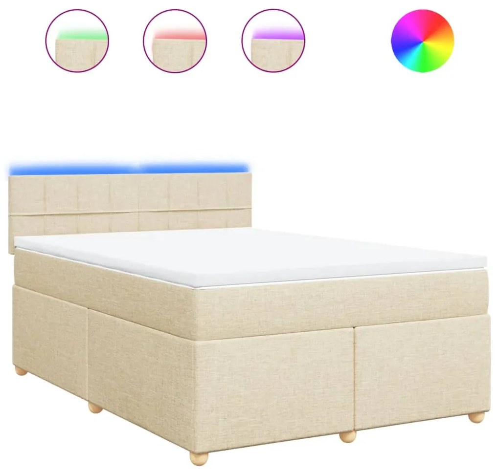 ΚΡΕΒΑΤΙ BOXSPRING ΜΕ ΣΤΡΩΜΑ ΚΡΕΜ 140X190 ΕΚ. ΥΦΑΣΜΑΤΙΝΟ 3288980