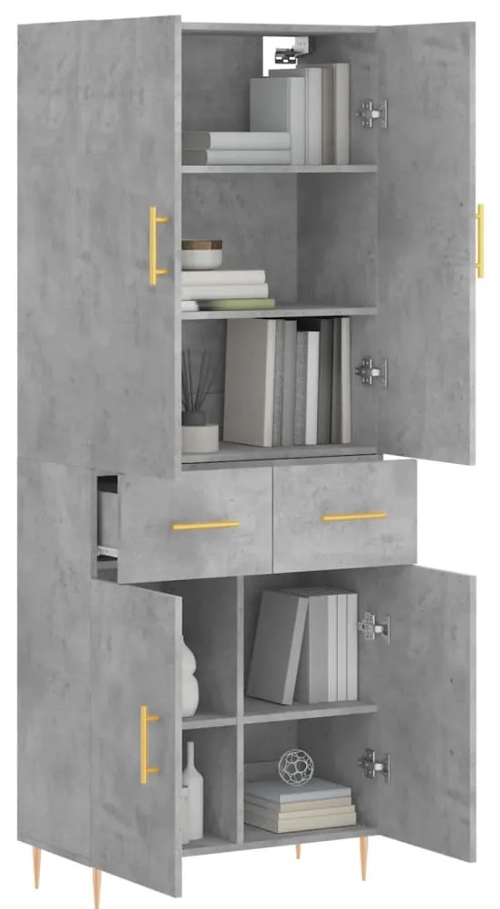 vidaXL Ντουλάπι Γκρι Σκυροδέματος 69,5x34x180 εκ. Επεξεργασμένο Ξύλο