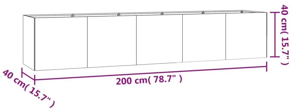 Ζαρντινιέρα 200 x 40 x 40 εκ. από Ατσάλι Σκληρυθέν στον Αέρα - Καφέ