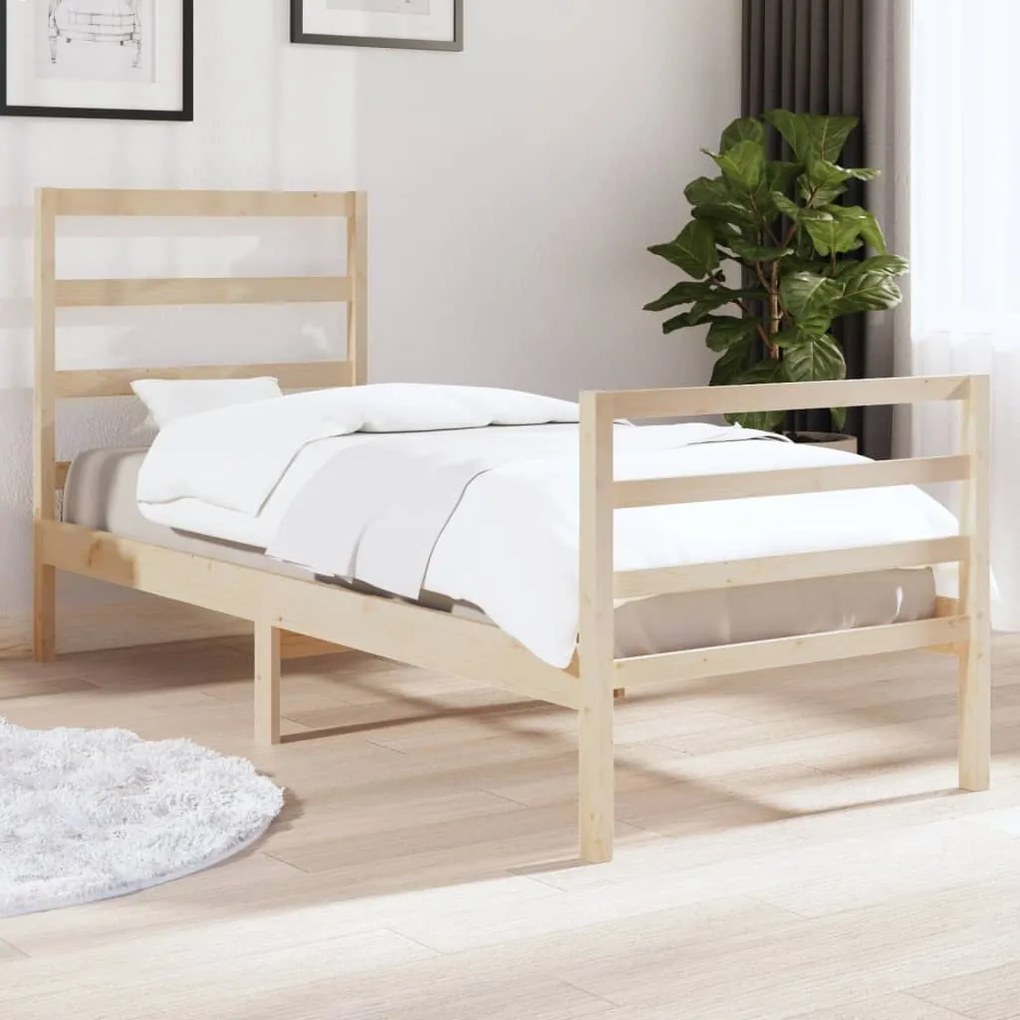 vidaXL Πλαίσιο Κρεβατιού 75x190 εκ. από Μασίφ Πεύκο 2FT6 Small Single
