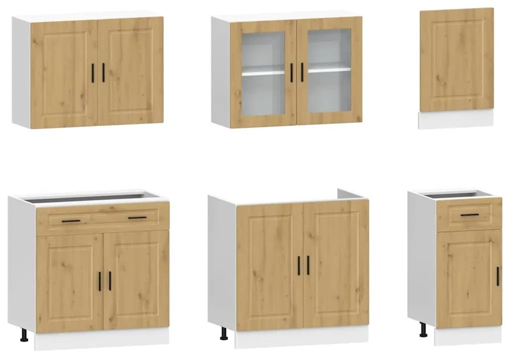 vidaXL Σετ Ντουλάπια Κουζίνας 7 Τεμαχίων Kalmar Επεξεργασμένο Ξύλο