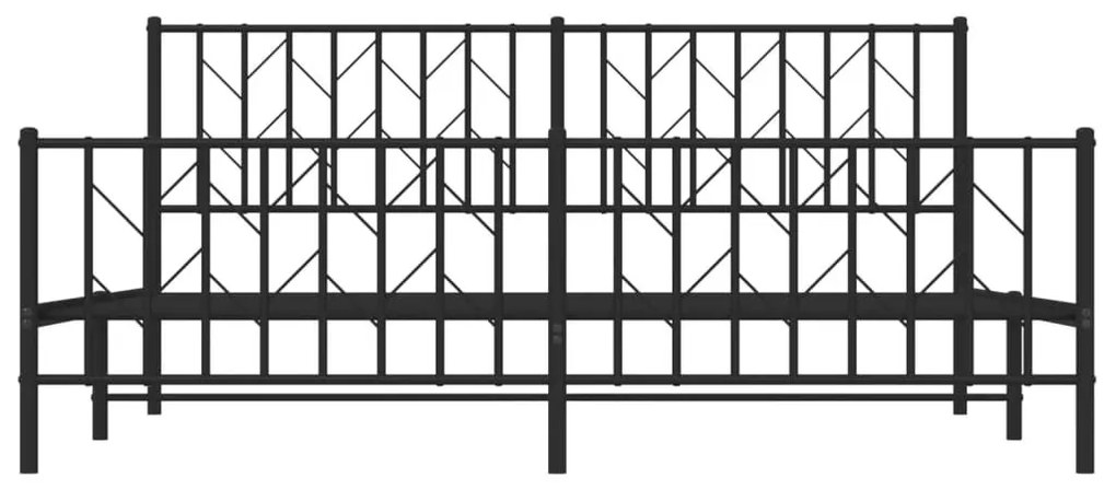 Πλαίσιο Κρεβατιού με Κεφαλάρι&amp;Ποδαρικό Μαύρο 183x213εκ. Μέταλλο - Μαύρο