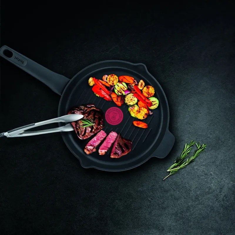 Tefal Grill Pan E2294074 GRILP 26 RND IC G6 UNLIMITED CA, 26 cm, Thermo-Signal & Fusion, χωρίς PFOA, επαγωγή, Μαύρο