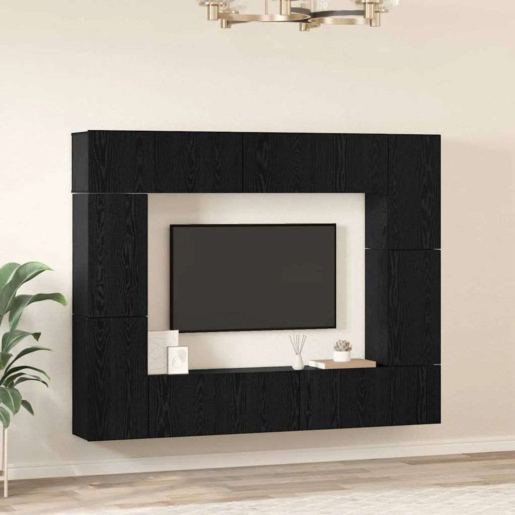 vidaXL Σετ επίπλου τηλεόρασης 8 pcs Μαύρη δρυς 80 x 30 x 30 εκ