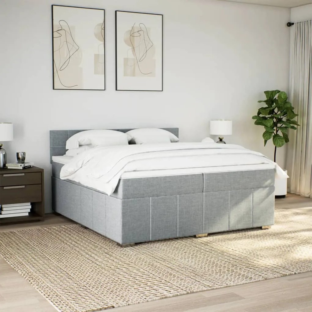 ΚΡΕΒΑΤΙ BOXSPRING ΜΕ ΣΤΡΩΜΑ ΑΝΟΙΧΤΟ ΓΚΡΙ 200X200 ΕΚ. ΥΦΑΣΜΑΤΙΝΟ 3287175