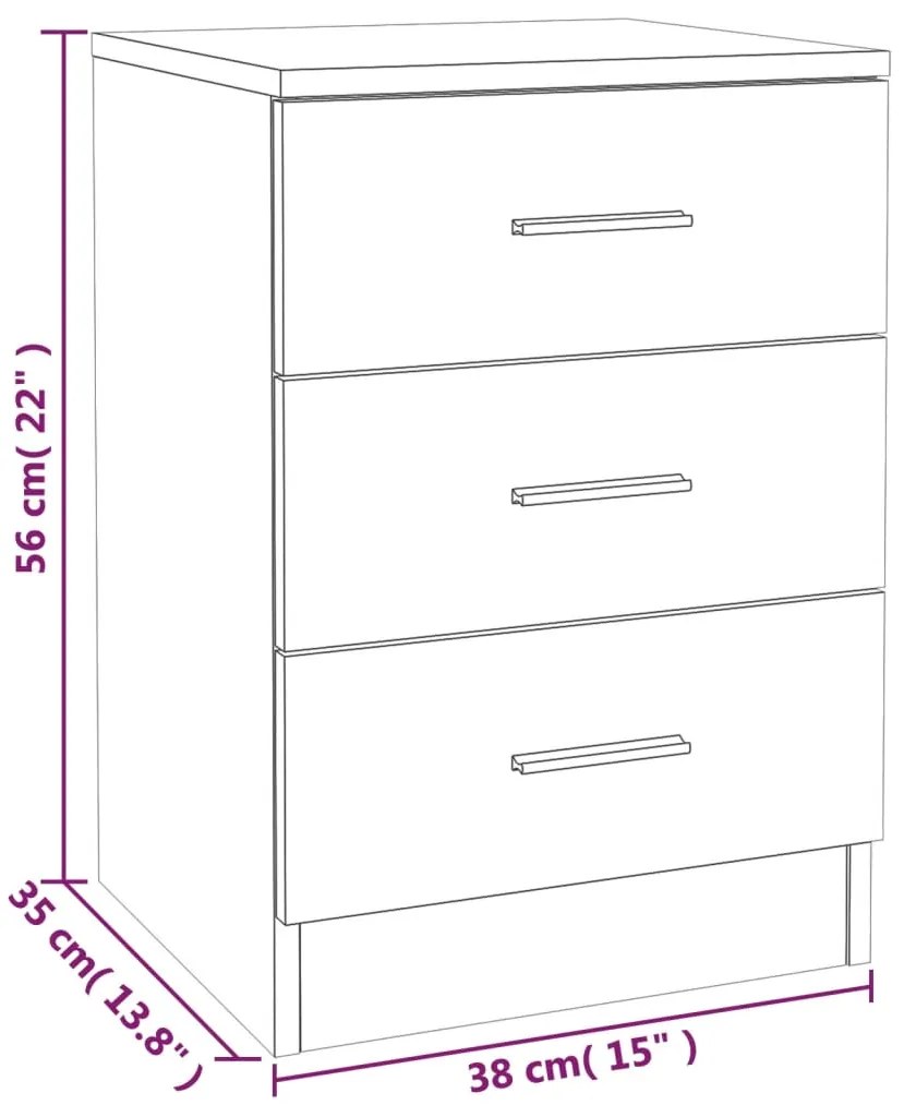 Κομοδίνο Γκρι Sonoma 38x35x56 εκ. από Επεξεργασμένο Ξύλο - Γκρι