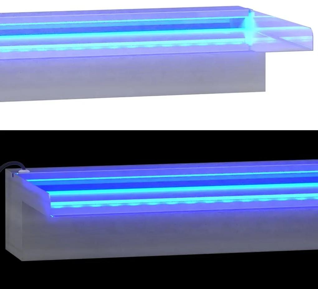 Σιντριβάνι Καταρράκτης Πισίνας με RGB LED 45 εκ Ανοξειδ. Ατσάλι - Ασήμι