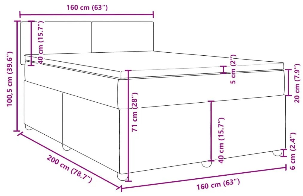 Κρεβάτι Boxspring με Στρώμα Κρεμ 160x200 εκ. Υφασμάτινο - Κρεμ