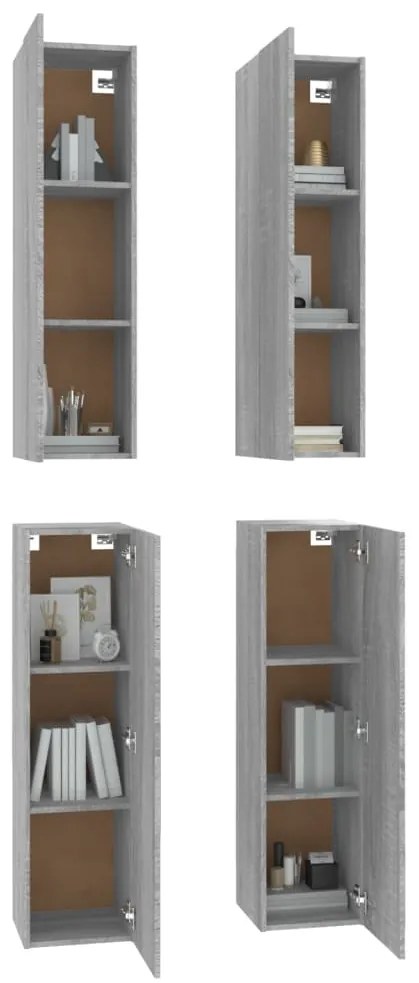 vidaXL Έπιπλα Τηλεόρασης 4 τεμ. Γκρι Sonoma 30,5x30x110 εκ. Επεξ. Ξύλο