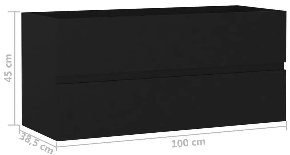 vidaXL Ντουλάπι Νιπτήρα Μαύρο 100x38,5x45 εκ. από Επεξ. Ξύλο
