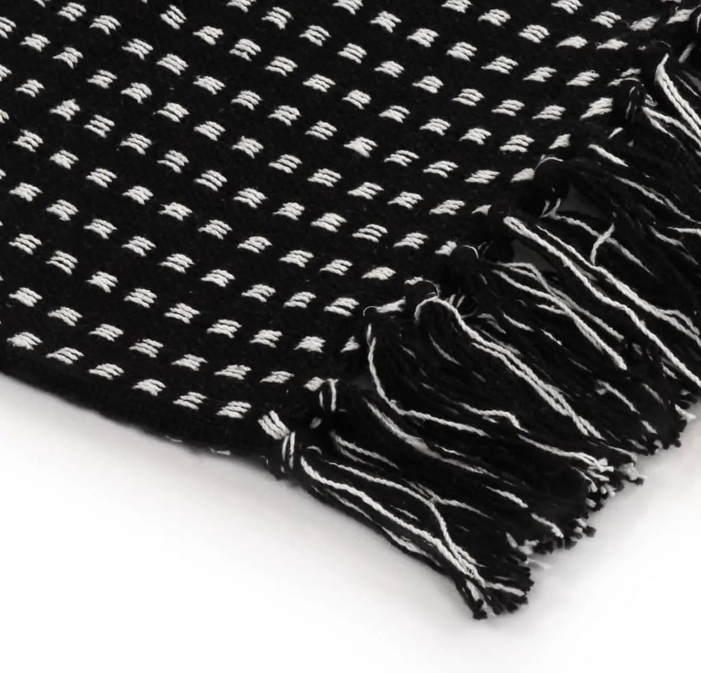 vidaXL Ριχτάρι Καρό Μαύρο 220 x 250 εκ. Βαμβακερό