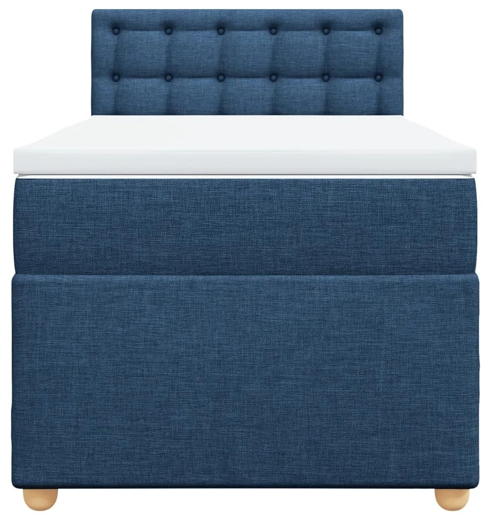 vidaXL Κρεβάτι Boxspring με Στρώμα Μπλε 100 x 200 εκ. Υφασμάτινο