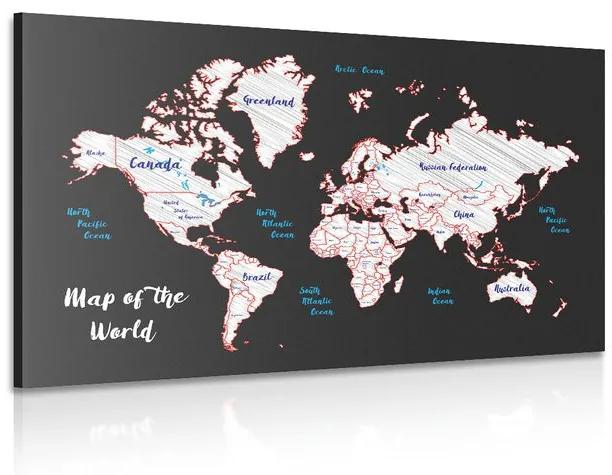 Εικόνα μοναδικό παγκόσμιο χάρτη - 120x80