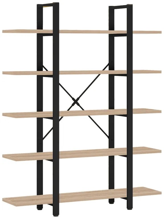 Βιβλιοθήκη Esthon pakoworld φυσικό-μαύρο μέταλλο 120x32x184εκ