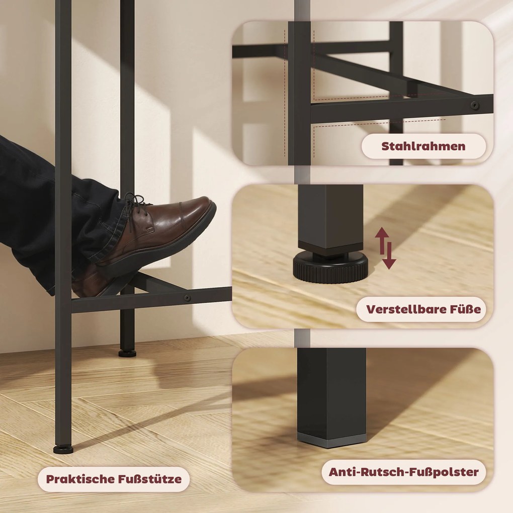 HOMCOM Σετ τραπεζιού μπαρ με σκαμπό, τραπέζι φαγητού με 2 καρέκλες με αντιολισθητικό πέλμα, φυσικό ξύλο