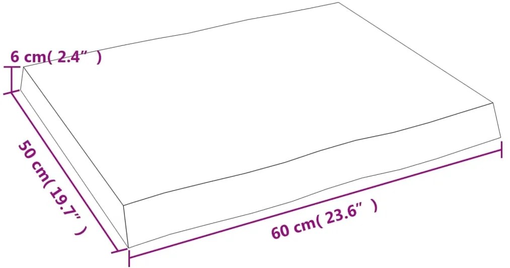 Επιφ Τραπεζιού Αν Καφέ 60x50x(2-6)εκ. Ακατέργ. Μασίφ Ξύλο Δρυός - Καφέ